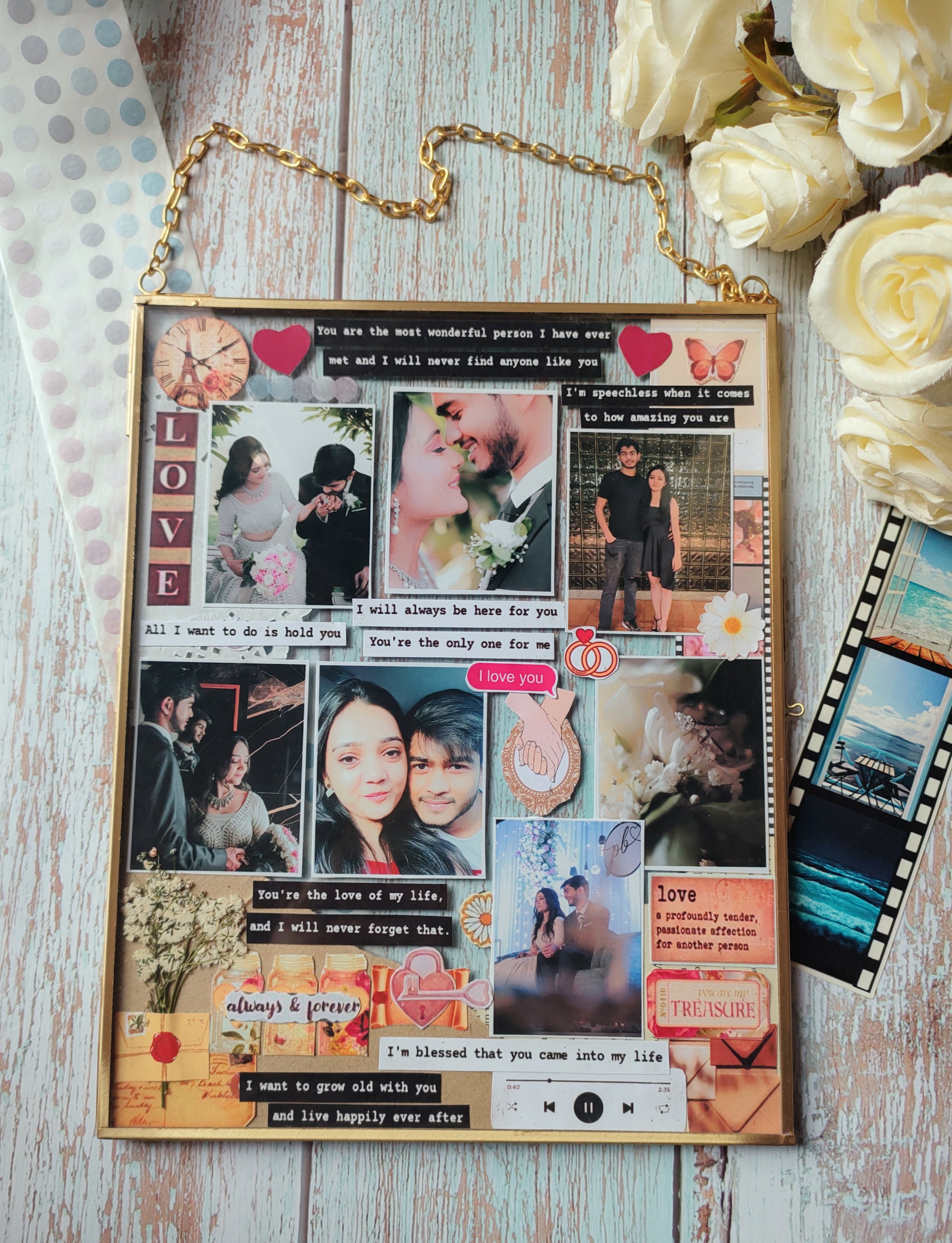 Personalised Vintage Love Engagement Memory Scrapbook Photo Album Gift